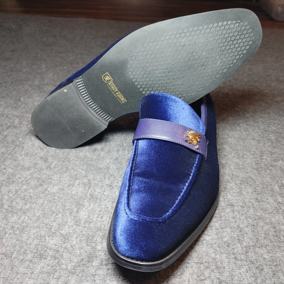 Men's Stacy Adams SIZE 11.5 Velour Slip On Comfort Shoes Royal Blue EUC - Picture 6 of 8